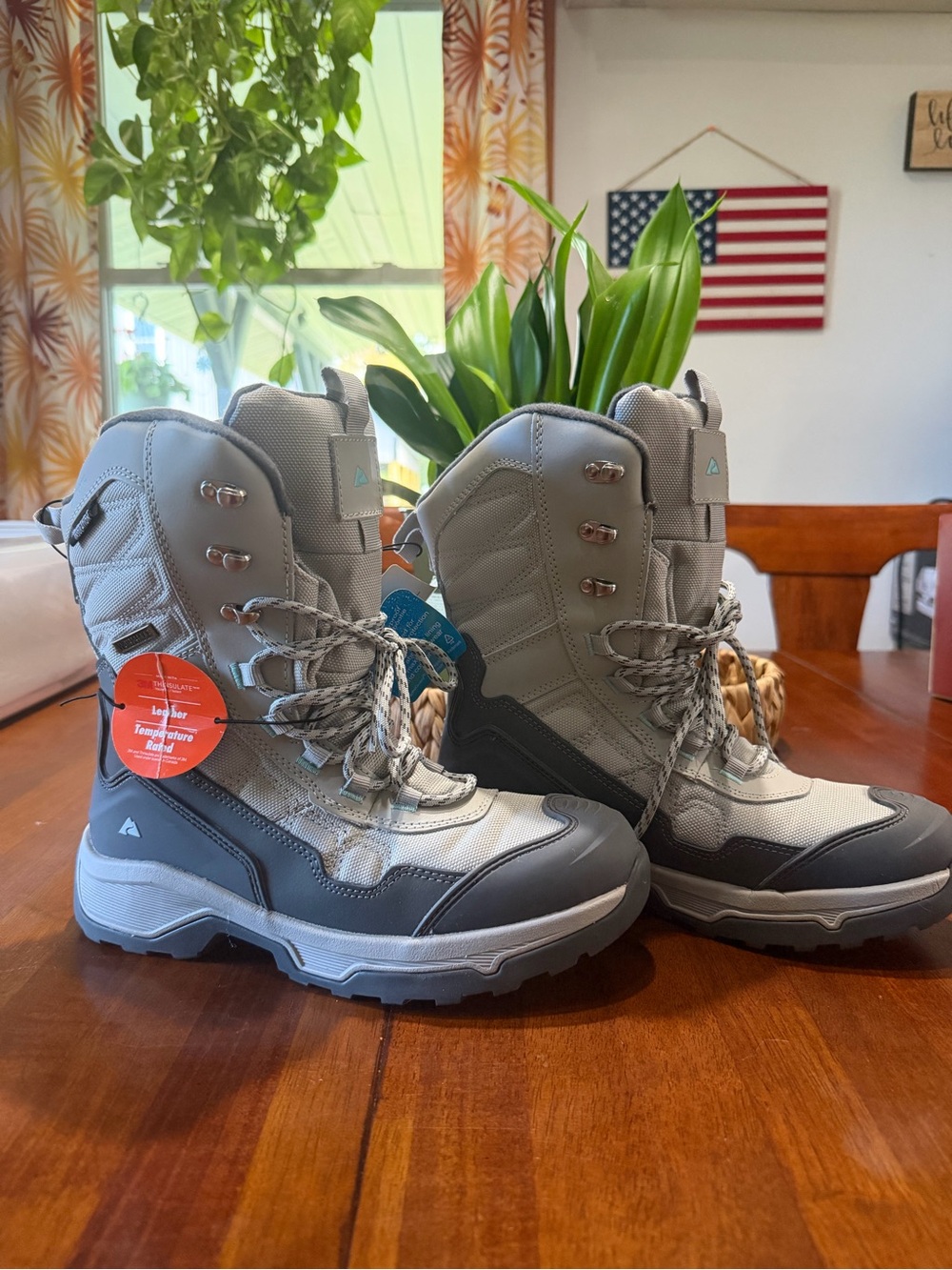 Ozark Trail Kids Gray Winter Snow Boots - Lace-Up Waterproof